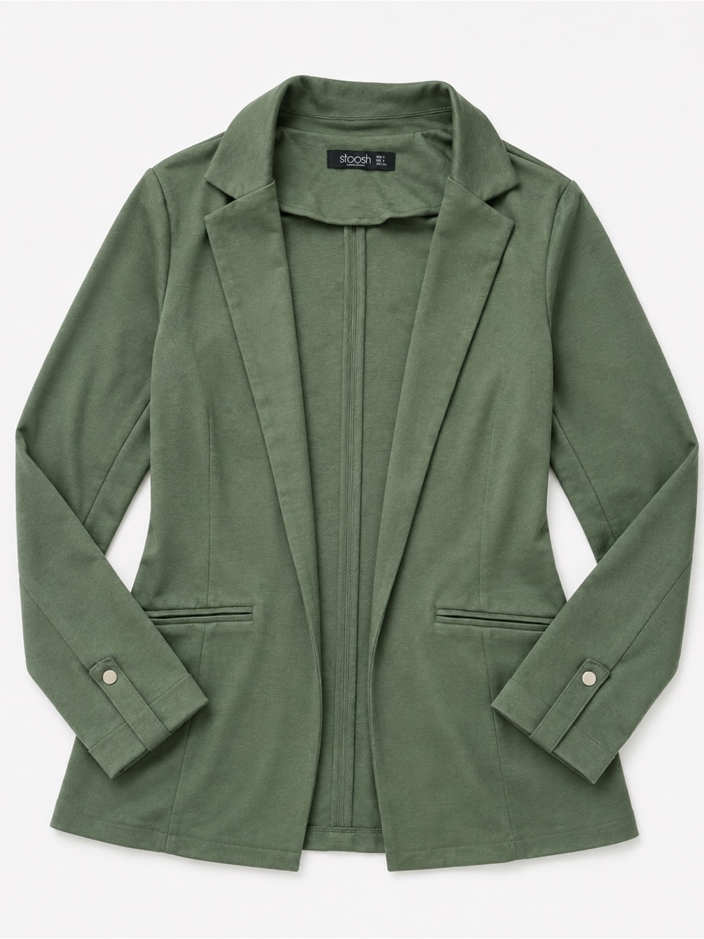 Stoosh Dark Olive Open-Front Longline Blazer